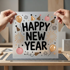 Happy Year Celebration Festivity Cozy Cute Collection Good Vibes Collection Ready to Press DTF Transfer for Dtf