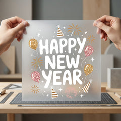 Happy Year Celebration Festivity Cozy Cute Collection Positive Vibes Collection Ready to Press DTF Transfer for Dtf
