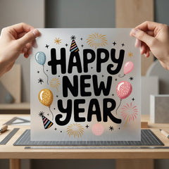 Happy Year Celebration Party Good Vibes Collection Cute & Kawaii Collection Ready to Press DTF Transfer for Dtf