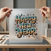 Happy Year Leopard Retro Boho Aesthetic Ready to Press DTF Transfer for Dtf