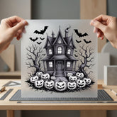 Haunted House Jack-o -lanterns Halloween Aesthetic Ready to Press DTF Transfer for Dtf
