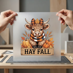 Hay Fall Highland Cow Usa Thanksgiving Ready to Press DTF Transfer for Dtf