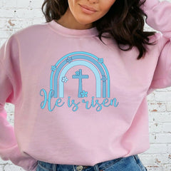 He is Risen Cross | Easter Rainbow Sweatshirt - Luckets.com