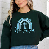 He is Risen Cross | Easter Rainbow Sweatshirt - Luckets.com
