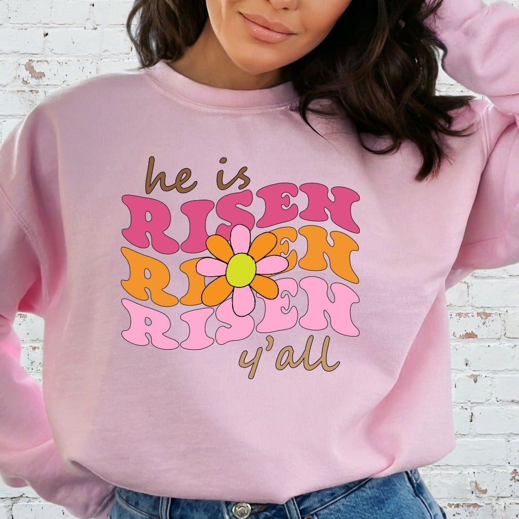 He Is Risen Y'all | Retro Easter Sweatshirt - Luckets.com