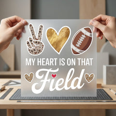 Heart Field Football Fan Mom Vintage Ready to Press DTF Transfer for Dtf