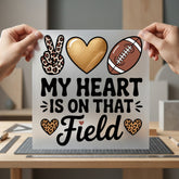 Heart Field Football Lover Mom Vintage Ready to Press DTF Transfer for Dtf