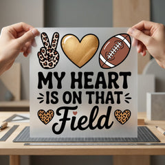 Heart Field Football Lover Mom Vintage Ready to Press DTF Transfer for Dtf