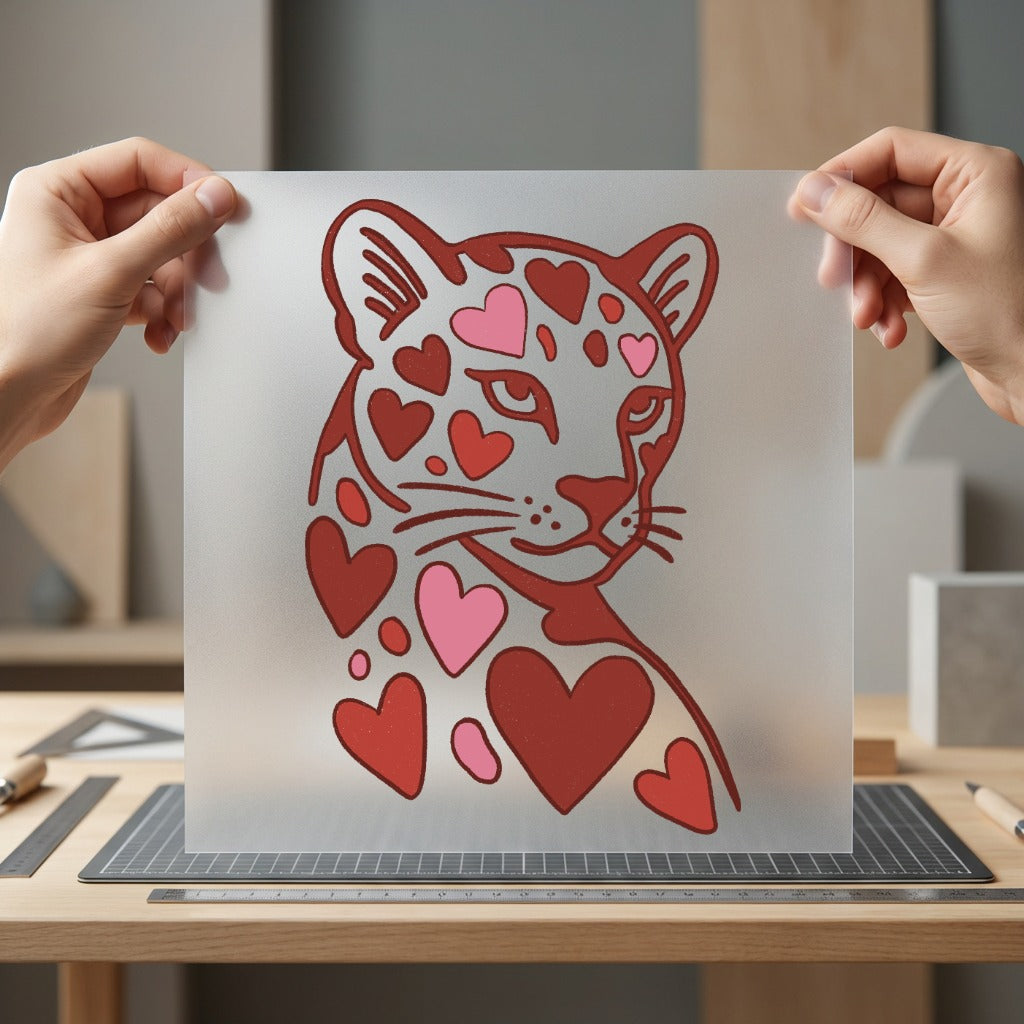 Heart Spotted Leopard Romantic Valentine Leopard Ready to Press DTF Transfer for Dtf
