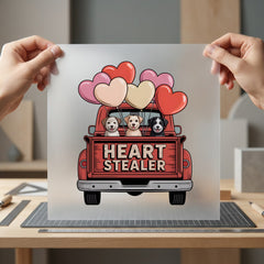 Heart Stealer Dog Truck Valentine Mom Ready to Press DTF Transfer for Dtf