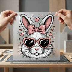 Heart Sunglasses Bunny Kawaii Easter Valentine Ready to Press DTF Transfer for Dtf