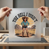 Hell Won Cowgirl Retro Usa Vintage Ready to Press DTF Transfer for Dtf