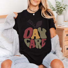 Hello Day Care Apple Teacher Vintage Ready to Press DTF Transfer for Dtf