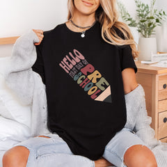 Hello First Day Preschool Vintage Retro Ready to Press DTF Transfer for Dtf