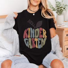 Hello Kindergarten Apple Retro Teacher Vintage Ready to Press DTF Transfer for Dtf