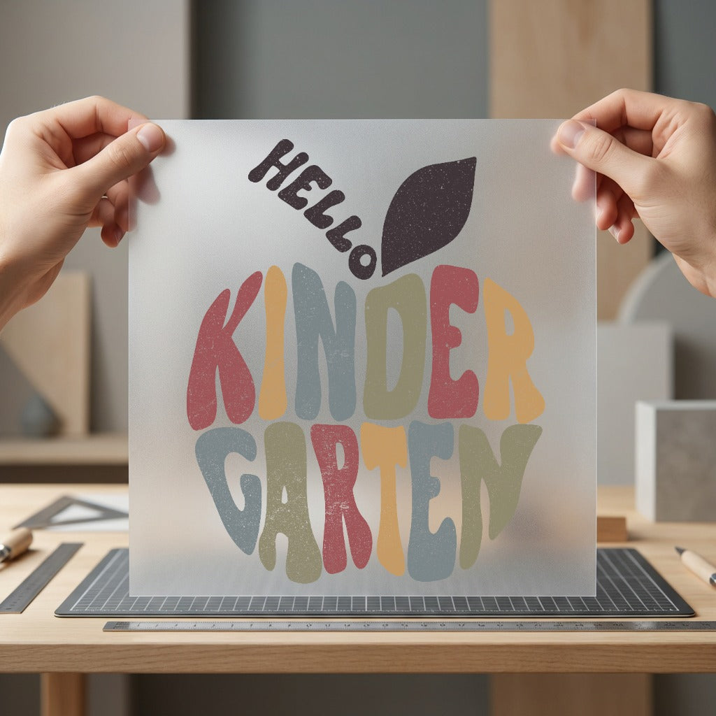 Hello Kindergarten Apple Retro Teacher Vintage Ready to Press DTF Transfer for Dtf