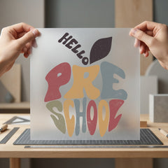 Hello Preschool Retro Apple Vintage Retro Ready to Press DTF Transfer for Dtf