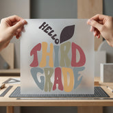 Hello Third Grade Apple Teacher Vintage Ready to Press DTF Transfer for Dtf