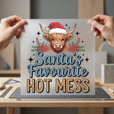 Highland Cow Christmas Holiday Christmas Pet Ready to Press DTF Transfer for Dtf