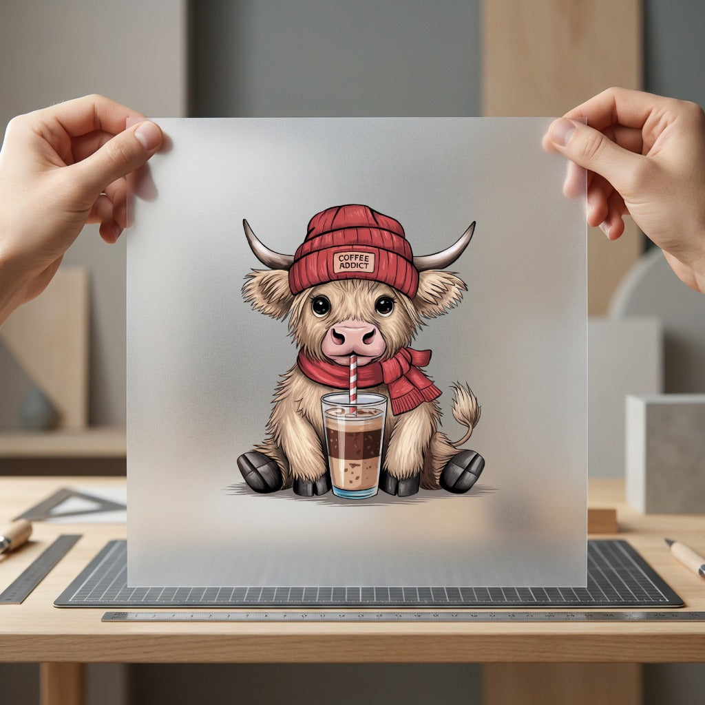 Highland Cow Coffee Adorable Pet Ready to Press DTF Transfer for Dtf