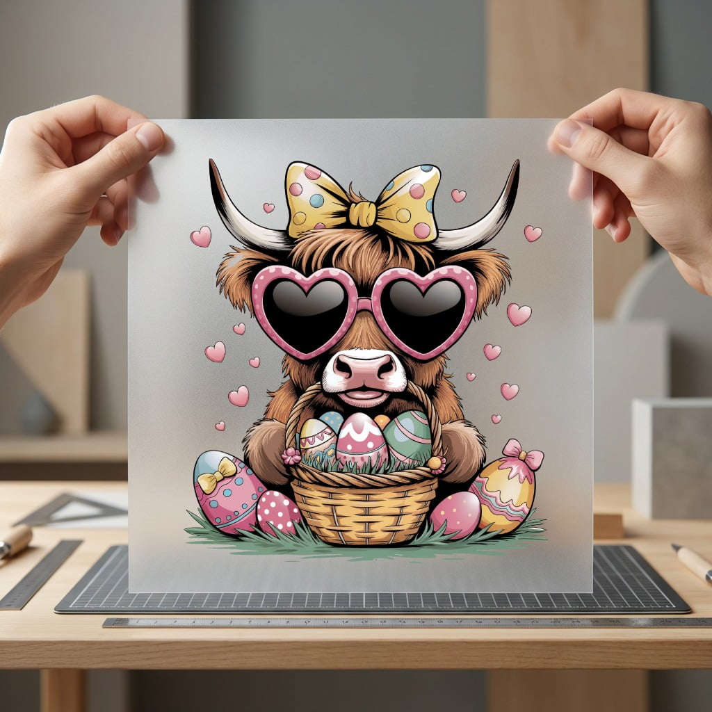 Highland Cow Easter Cutie Easter Spring Ready to Press DTF Transfer for Dtf