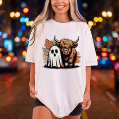 Highland Cow Ghost Halloween Halloween Fall Ready to Press DTF Transfer for Dtf