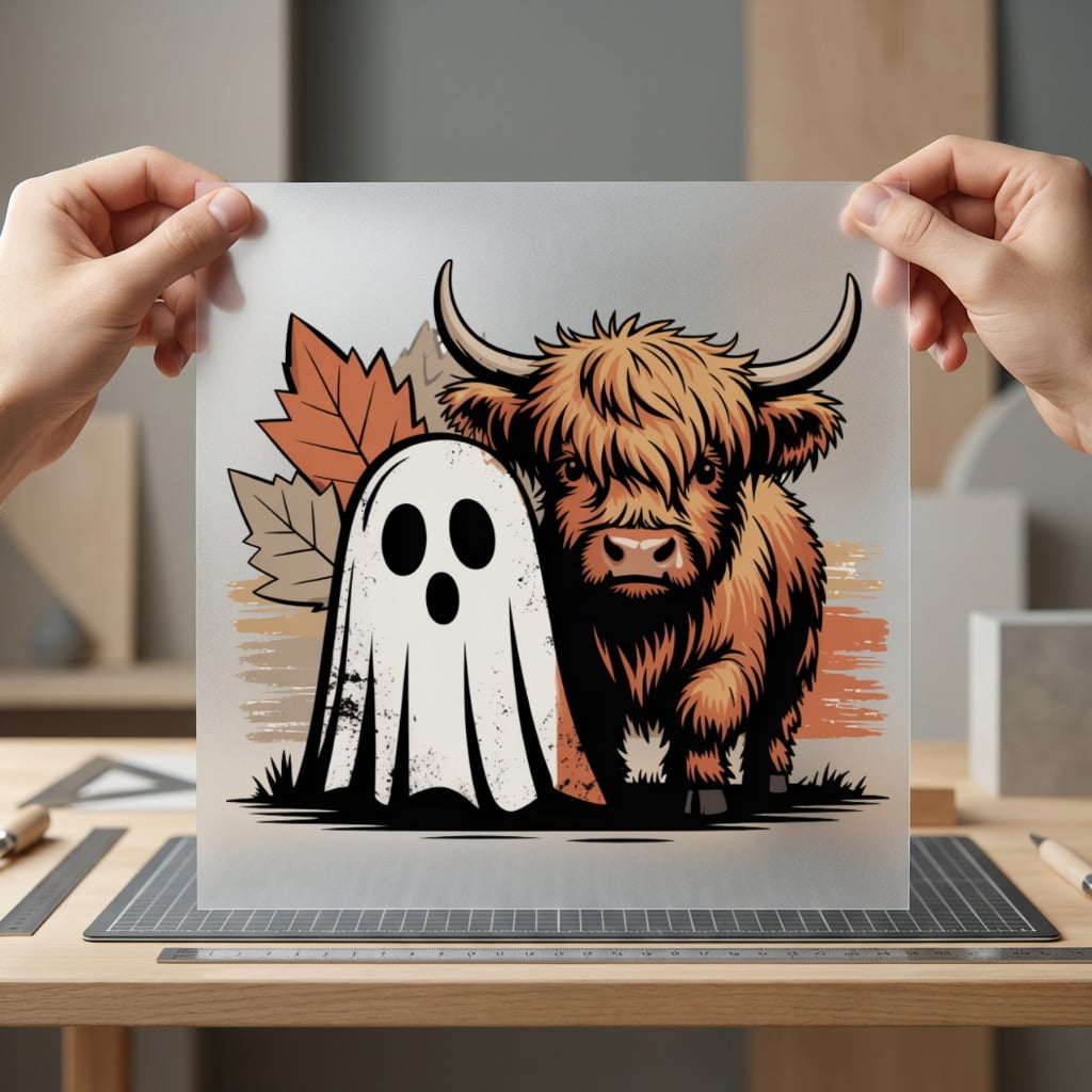 Highland Cow Ghost Halloween Halloween Fall Ready to Press DTF Transfer for Dtf