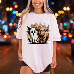 Highland Cow Ghost Halloween Halloween Vintage Ready to Press DTF Transfer for Dtf