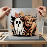 Highland Cow Ghost Halloween Halloween Vintage Ready to Press DTF Transfer for Dtf