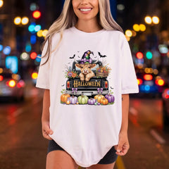 Highland Cow Halloween Truck Halloween Fall Ready to Press DTF Transfer for Dtf
