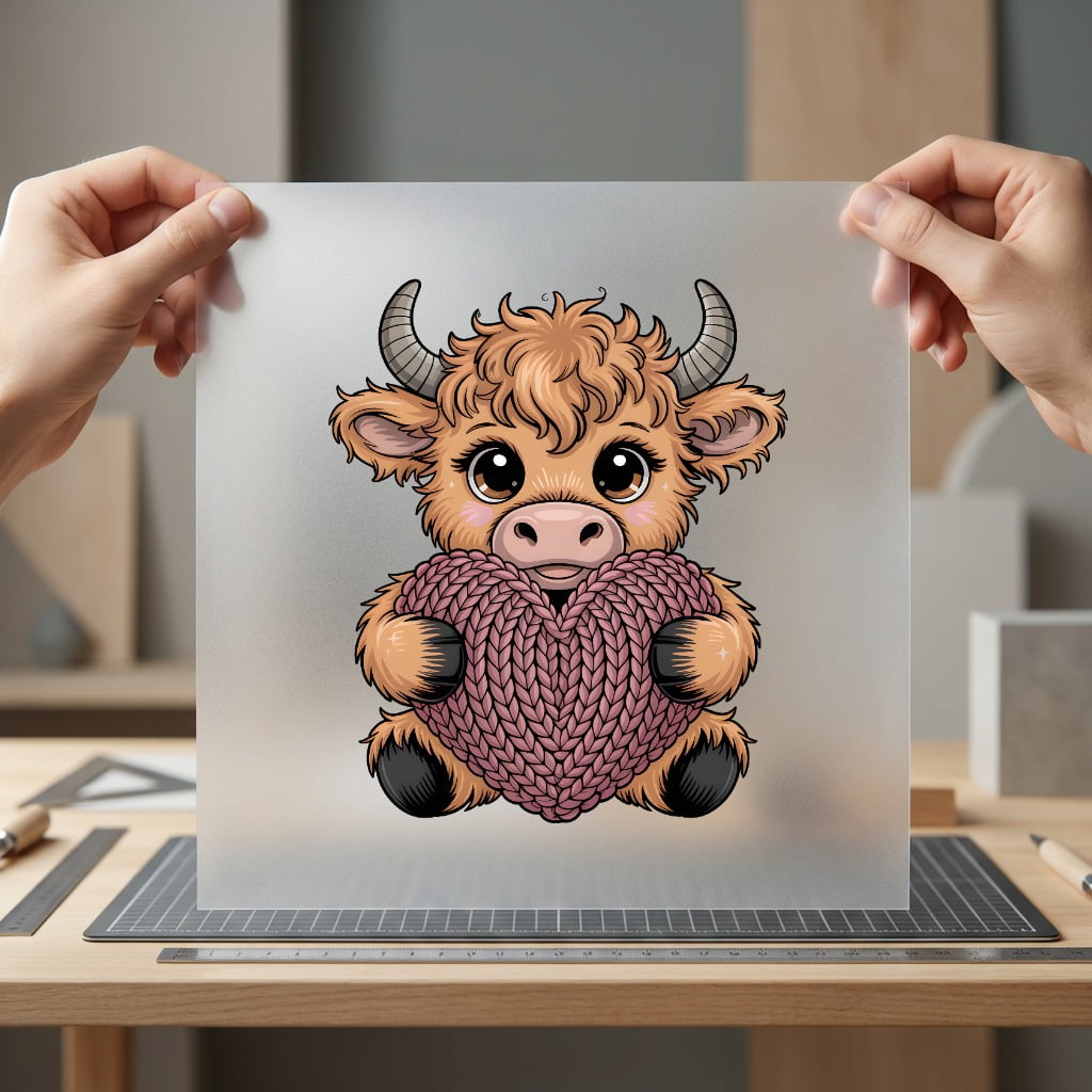 Highland Cow Heart Cartoon Valentine Pet Ready to Press DTF Transfer for Dtf