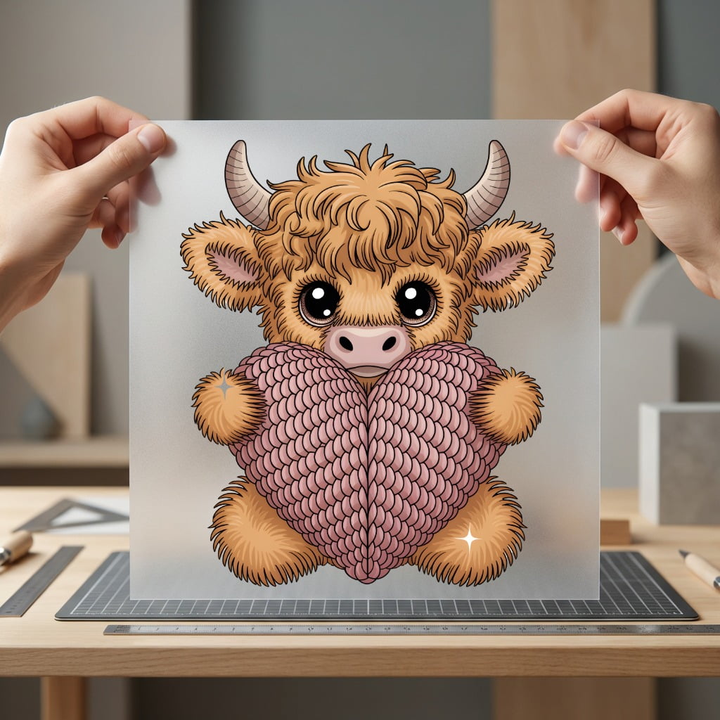 Highland Cow Heart Kawaii Valentine Pet Ready to Press DTF Transfer for Dtf
