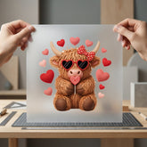 Highland Cow Hearts Valentine Valentine Funny Ready to Press DTF Transfer for Dtf
