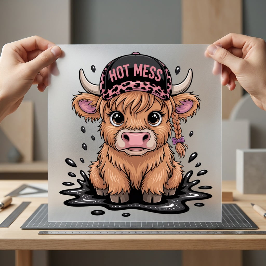 Highland Cow Hot Mess Funny Pet Ready to Press DTF Transfer for Dtf
