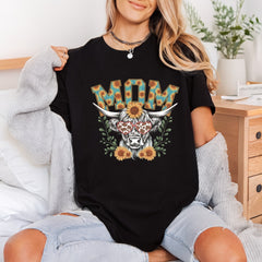 Highland Cow Mom Sunflower Usa Mom Ready to Press DTF Transfer for Dtf