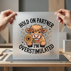 Highland Cow Overstimulated Farm Funny Pet Ready to Press DTF Transfer for Dtf