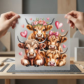 Highland Cows Hearts Valentine Valentine Mom Ready to Press DTF Transfer for Dtf