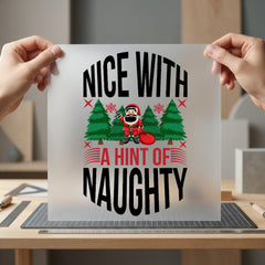 Hint Naughty Santa Christmas Christmas Aesthetic Ready to Press DTF Transfer for Dtf