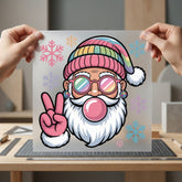 Hippie Santa Rainbow Retro Christmas Retro Ready to Press DTF Transfer for Dtf