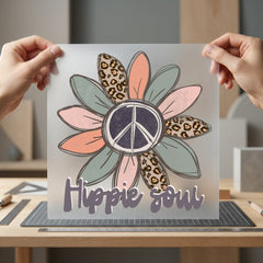 Hippie Soul Peace Flower Vintage Retro Ready to Press DTF Transfer for Dtf