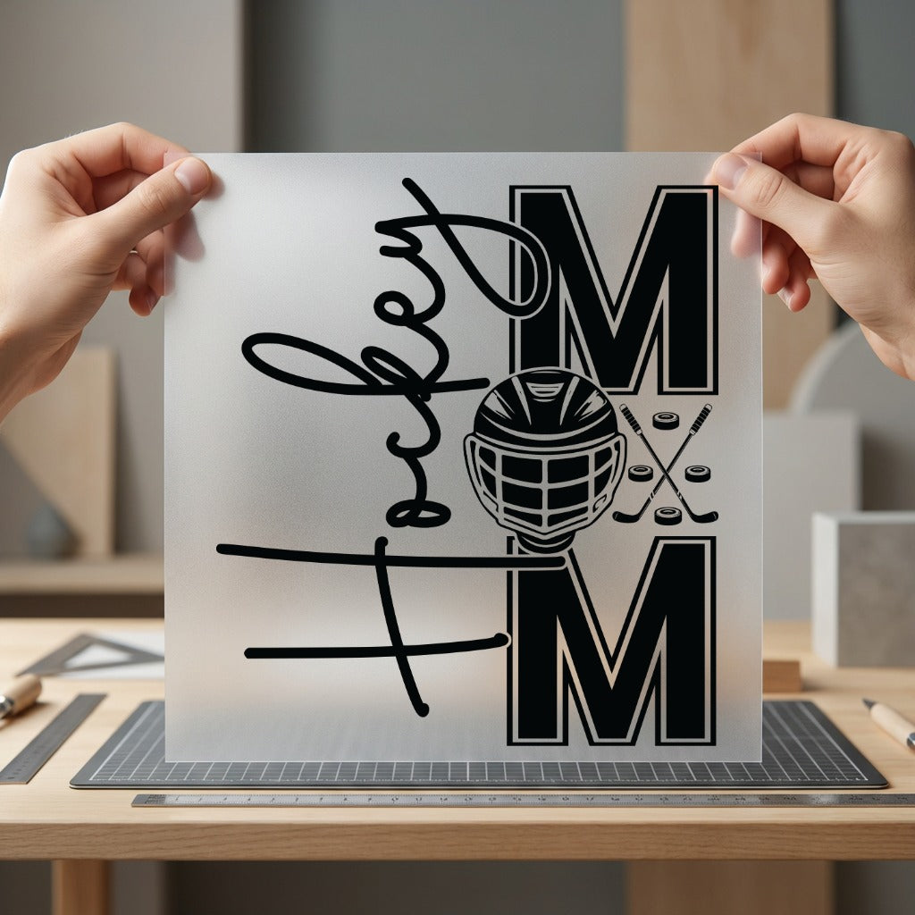 Hockey Mom Script Helmet Winter Mom Ready to Press DTF Transfer for Dtf