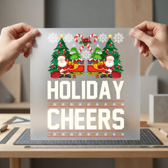 Holiday Cheers Santa Trees Christmas Ready to Press DTF Transfer for Dtf