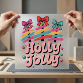 Holly Jolly Christmas Trees Christmas Retro Ready to Press DTF Transfer for Dtf