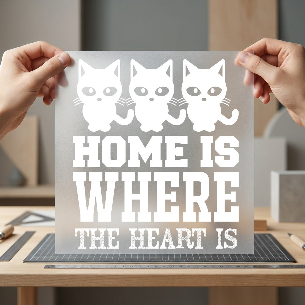 Home Where Heart Cats Mom Dad Ready to Press DTF Transfer for Dtf