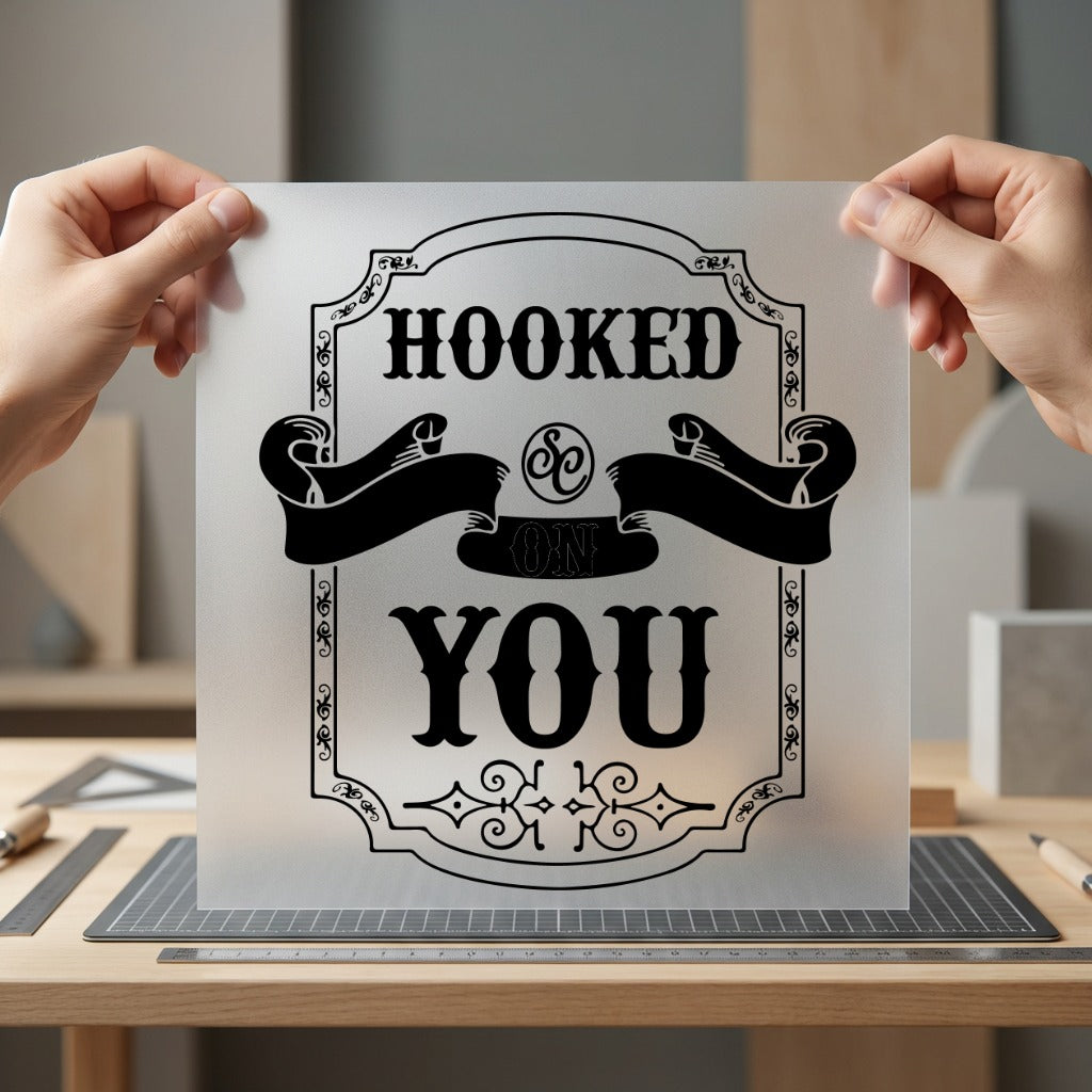 Hooked You Vintage Style Valentine Vintage Ready to Press DTF Transfer for Dtf