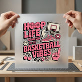 Hoop Life Game Day Mom Retro Ready to Press DTF Transfer for Dtf
