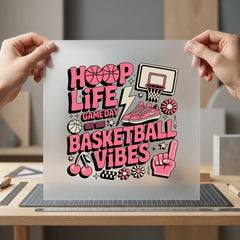 Hoop Life Game Day Mom Retro Ready to Press DTF Transfer for Dtf