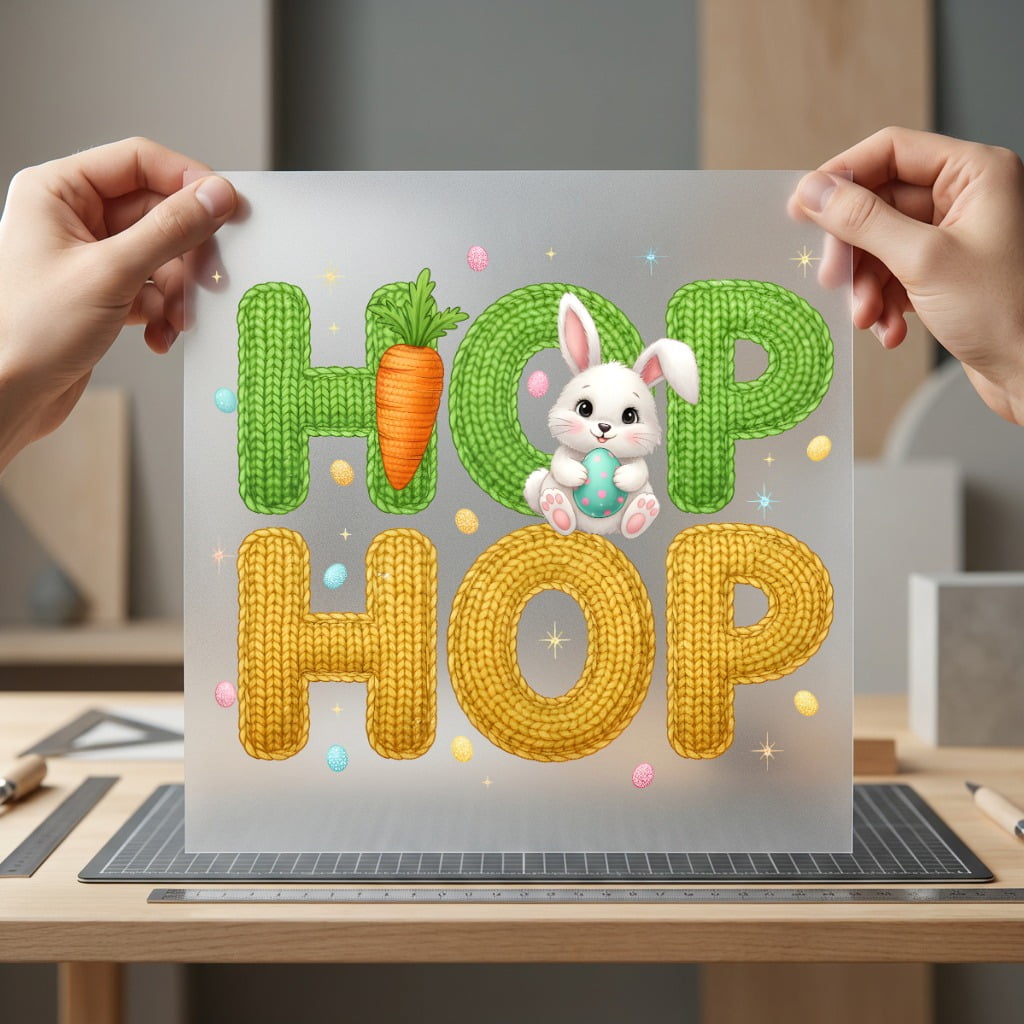 Hop Bunny Carrot Easter Easter Ready to Press DTF Transfer for Dtf