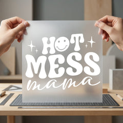 Hot Mess Mama Smiley Mom Funny Ready to Press DTF Transfer for Dtf