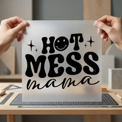 Hot Mess Mama Smiley Mom Funny Ready to Press DTF Transfer for Dtf